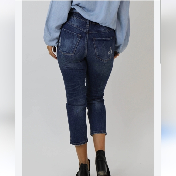 DEAR JOHN Frankie Straight Leg Cropped Jean Bilbao. Med Wash. Size 26 - Picture 7 of 14